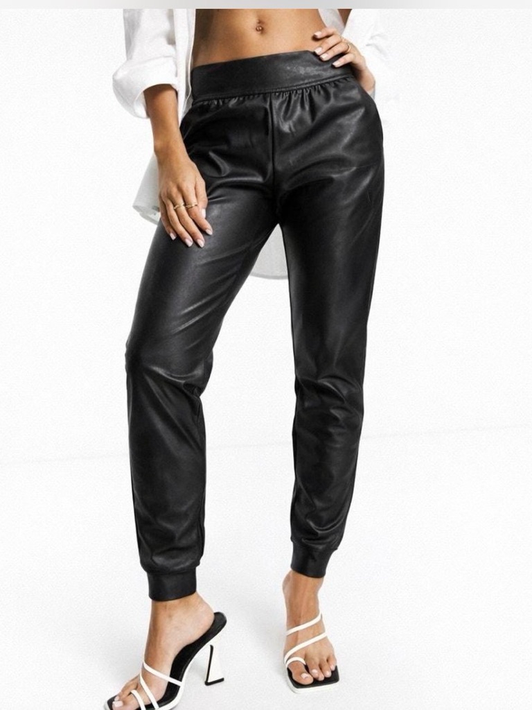 Commando Faux Leather Jogger Pants Black Slim Pull On Size S